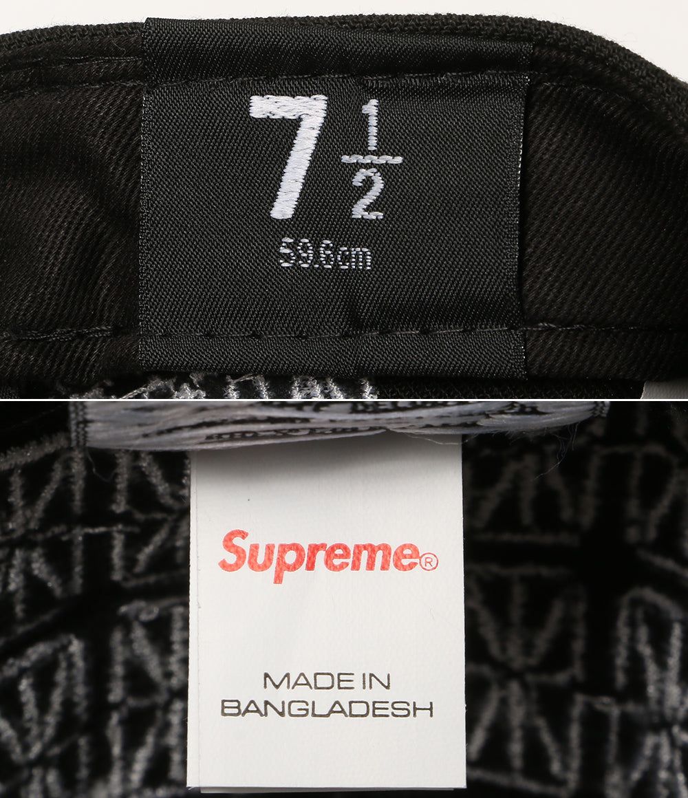 美品 NEW ERA x SUPREME シュプリーム キャップ ブラック ロゴ メンズ SIZE 59.6cm ニューエラ
