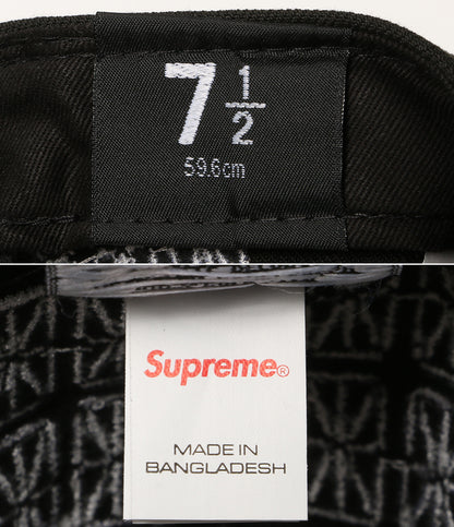 美品 NEW ERA x SUPREME シュプリーム キャップ ブラック ロゴ メンズ SIZE 59.6cm ニューエラ