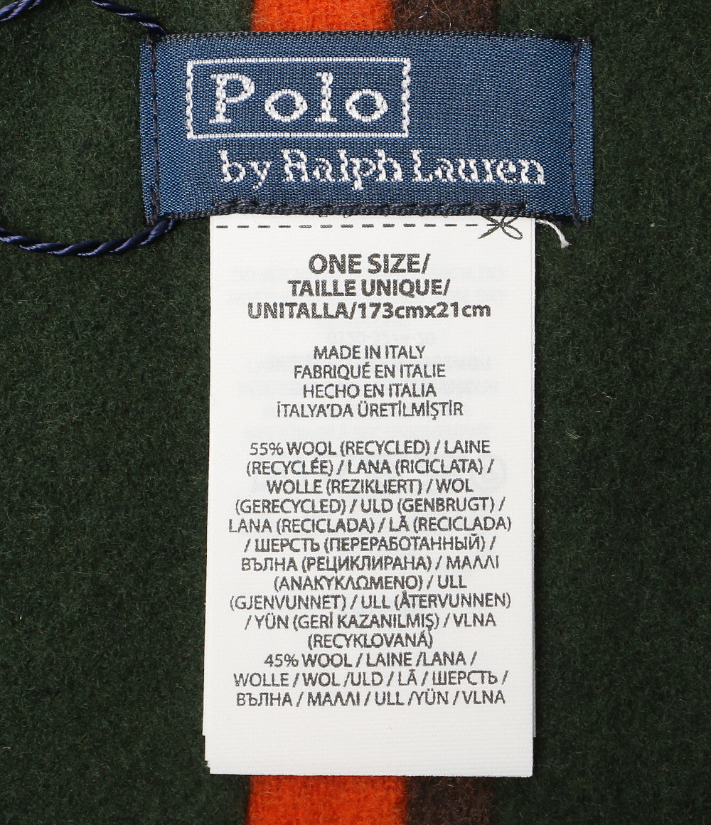 美品 POLO RALPH LAUREN クレストストライプド ウール マフラー メンズ SIZE O/S ポロ・ラルフローレン