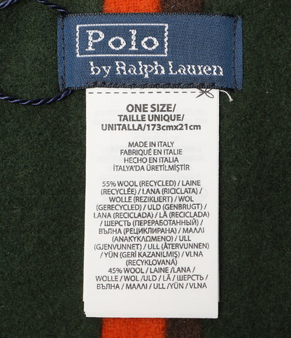 美品 POLO RALPH LAUREN クレストストライプド ウール マフラー メンズ SIZE O/S ポロ・ラルフローレン
