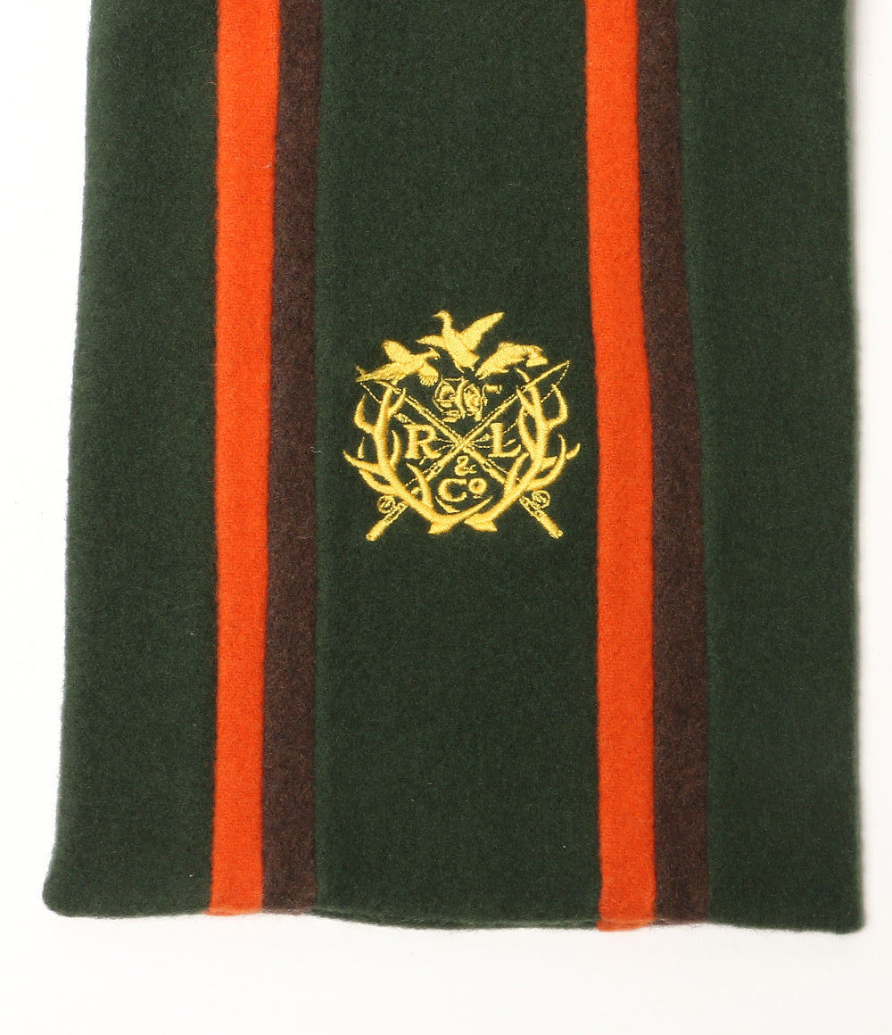 美品 POLO RALPH LAUREN クレストストライプド ウール マフラー メンズ SIZE O/S ポロ・ラルフローレン