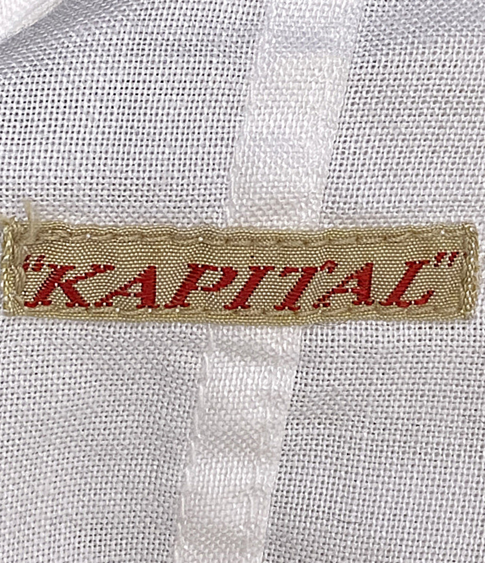 KAPITAL 長袖シャツ LINEN ホワイト 変則デザイン フロントオープン レディース SIZE S キャピタル