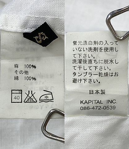KAPITAL 長袖シャツ LINEN ホワイト 変則デザイン フロントオープン レディース SIZE S キャピタル