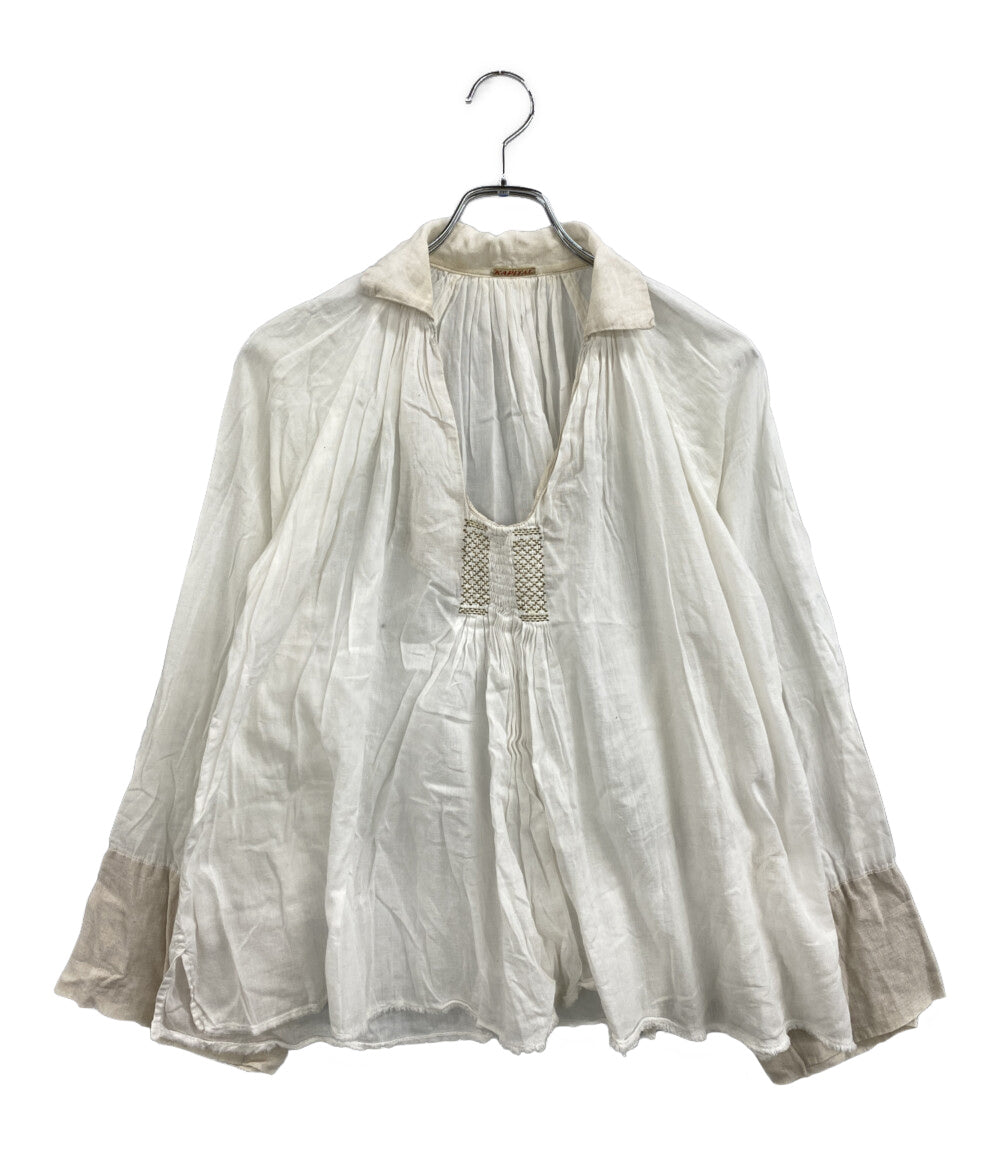 KAPITAL 長袖シャツ 襟付プルオーバー ガーゼ ホワイト レディース SIZE XS キャピタル