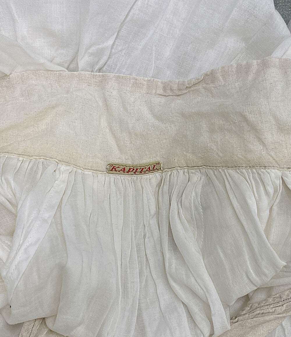 KAPITAL 長袖シャツ 襟付プルオーバー ガーゼ ホワイト レディース SIZE XS キャピタル
