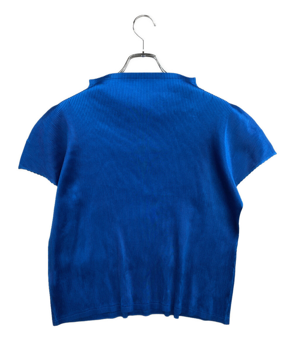 PLEATS PLEASE 半袖Ｔシャツ ボロルネック半袖プリーツトップス ブルー PP83FK342 レディース SIZE 3 プリーツプリーズ