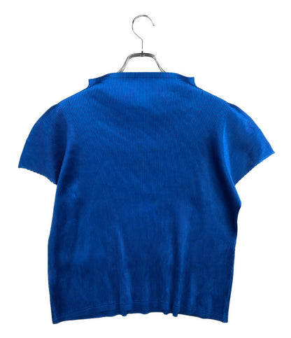 PLEATS PLEASE 半袖Ｔシャツ ボロルネック半袖プリーツトップス ブルー PP83FK342 レディース SIZE 3 プリーツプリーズ