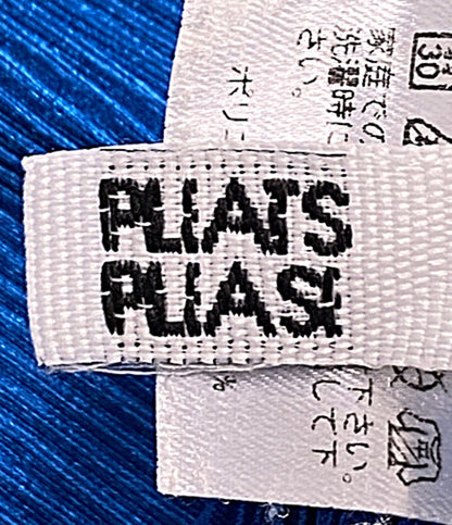 PLEATS PLEASE 半袖Ｔシャツ ボロルネック半袖プリーツトップス ブルー PP83FK342 レディース SIZE 3 プリーツプリーズ