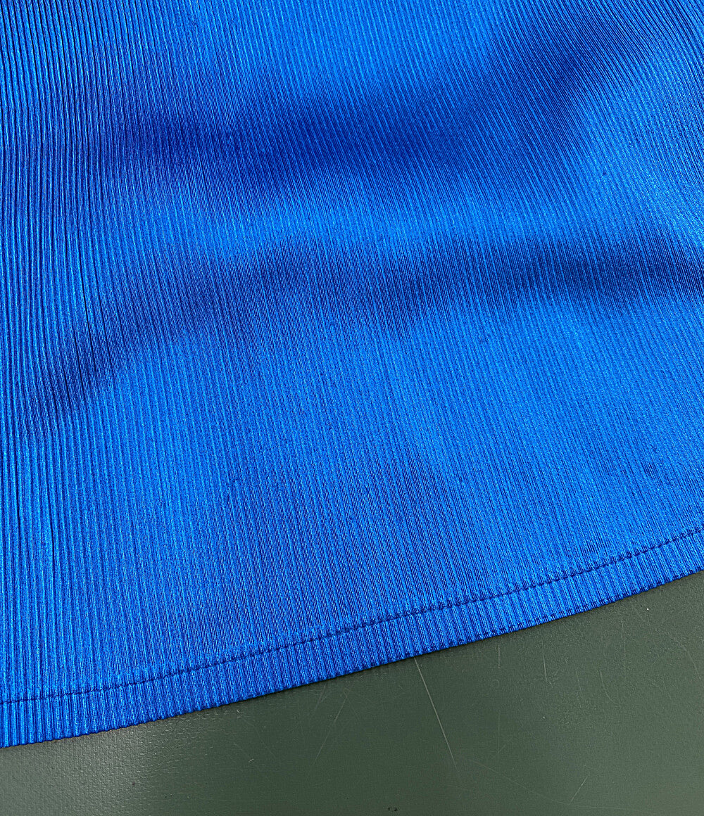 PLEATS PLEASE 半袖Ｔシャツ ボロルネック半袖プリーツトップス ブルー PP83FK342 レディース SIZE 3 プリーツプリーズ