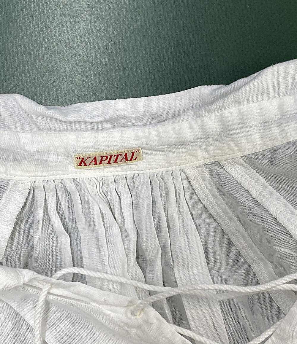 KAPITAL ブラウス リネンプルオーバー ホワイト 襟星刺繍 レディース SIZE XS キャピタル