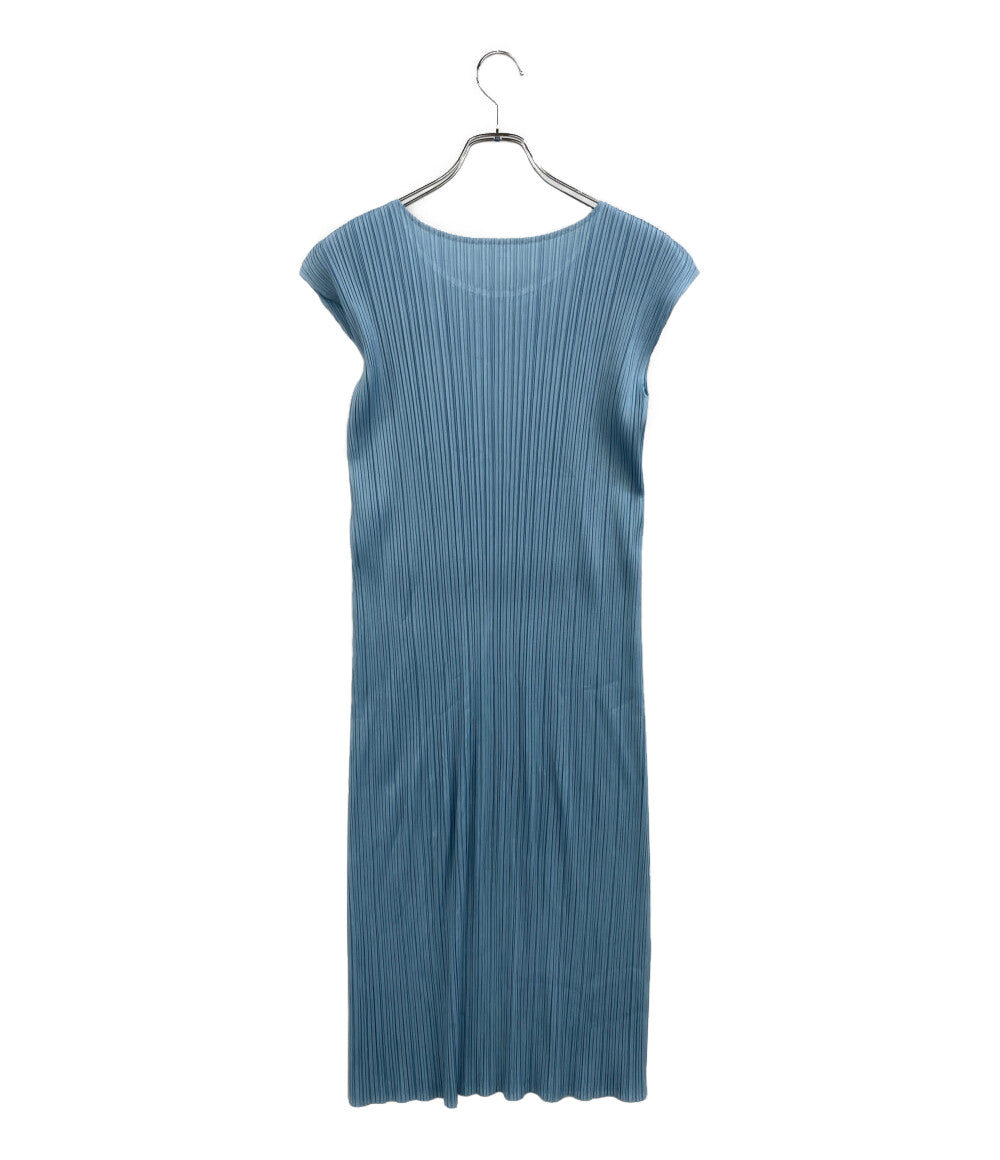 PLEATS PLEASE ノースリーブワンピース ブルー プリーツ PP11-JH869 レディース SIZE 3 プリーツプリーズ