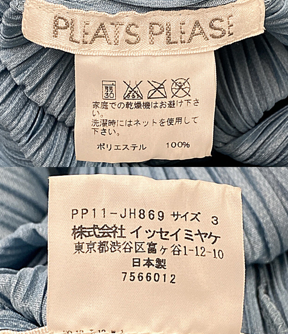 PLEATS PLEASE ノースリーブワンピース ブルー プリーツ PP11-JH869 レディース SIZE 3 プリーツプリーズ