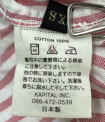 KAPITAL ノースリーブワンピース ストライプ ピンク プルオーバー ワイド レディース SIZE XS キャピタル
