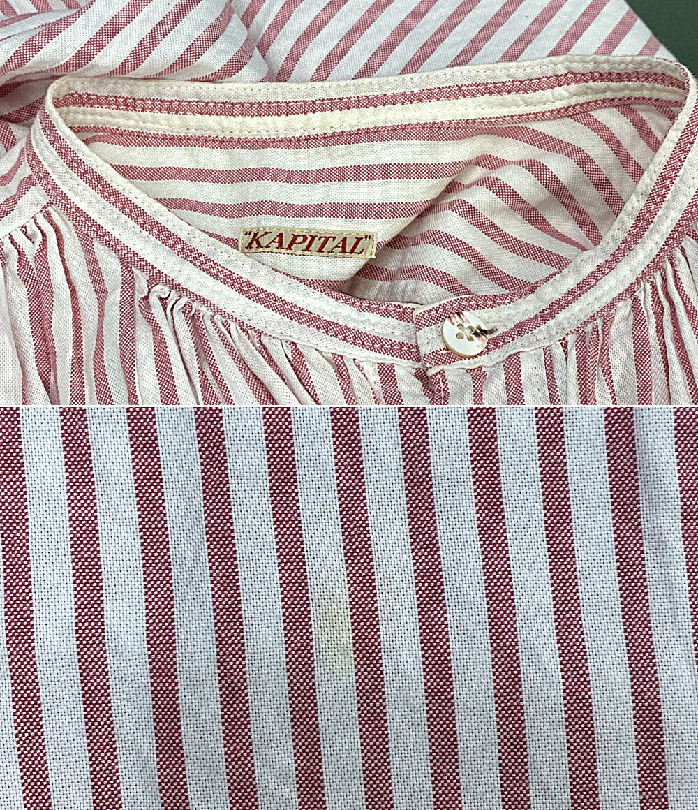 KAPITAL ノースリーブワンピース ストライプ ピンク プルオーバー ワイド レディース SIZE XS キャピタル