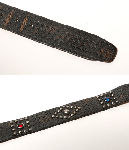RRL RALPH LAUREN ベルト CONCHO STUDS イタリア製 レザー メンズ SIZE 32 ダブルアールエル