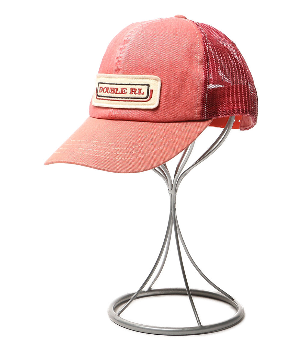 美品 RRL RALPH LAUREN ロゴパッチ ツイル トラッカーキャップ RED メンズ SIZE ONE SIZE ダブルアールエル