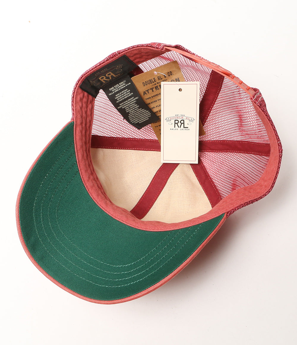 美品 RRL RALPH LAUREN ロゴパッチ ツイル トラッカーキャップ RED メンズ SIZE ONE SIZE ダブルアールエル