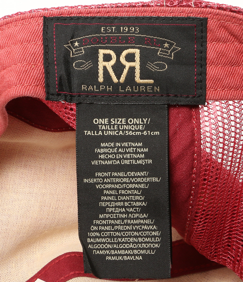 美品 RRL RALPH LAUREN ロゴパッチ ツイル トラッカーキャップ RED メンズ SIZE ONE SIZE ダブルアールエル