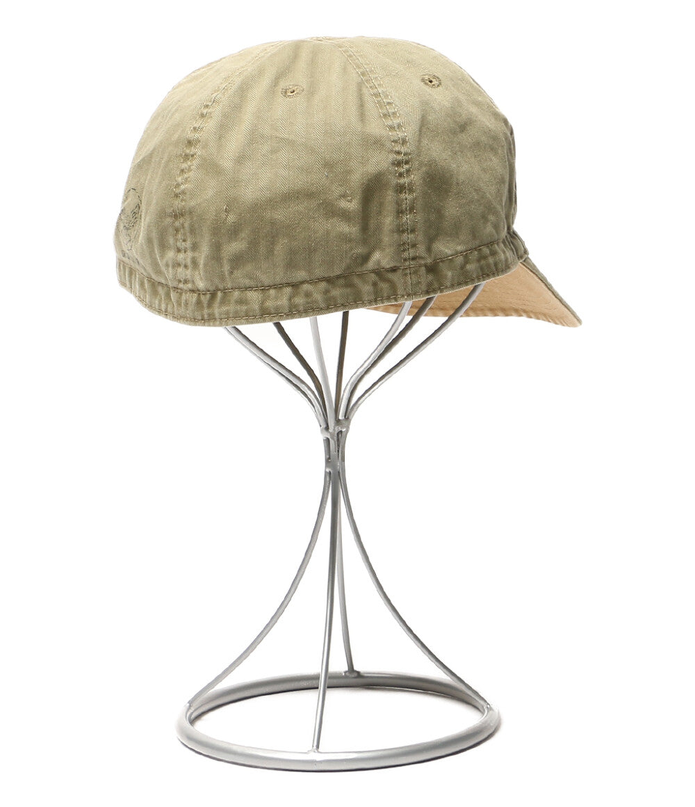 美品 RRL RALPH LAUREN ヘリンボーン ツイル サービス キャップ OLIVE HBT レディース SIZE L ダブルアールエル