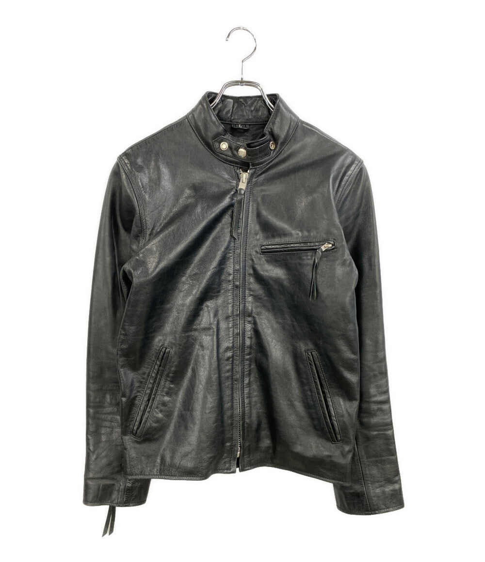 FREEDOM ライダースジャケット ブラック バッファローレザー チンスト メンズ SIZE L フリーダムレザー