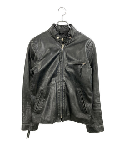 FREEDOM ライダースジャケット ブラック バッファローレザー チンスト メンズ SIZE L フリーダムレザー