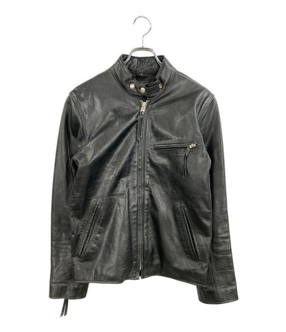 FREEDOM ライダースジャケット ブラック バッファローレザー チンスト メンズ SIZE L フリーダムレザー
