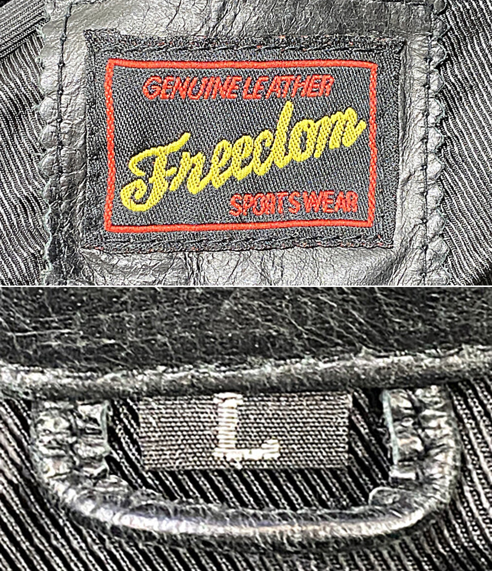 FREEDOM ライダースジャケット ブラック バッファローレザー チンスト メンズ SIZE L フリーダムレザー