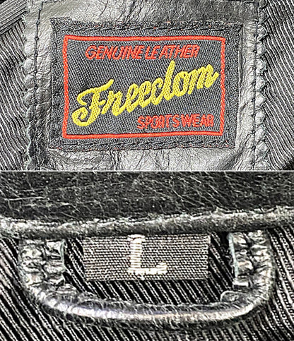 FREEDOM ライダースジャケット ブラック バッファローレザー チンスト メンズ SIZE L フリーダムレザー