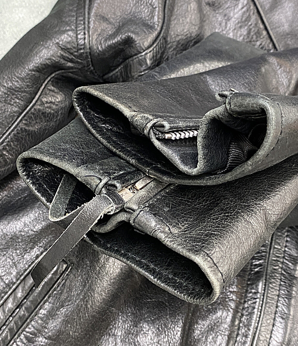 FREEDOM ライダースジャケット ブラック バッファローレザー チンスト メンズ SIZE L フリーダムレザー