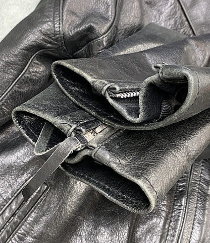 FREEDOM ライダースジャケット ブラック バッファローレザー チンスト メンズ SIZE L フリーダムレザー
