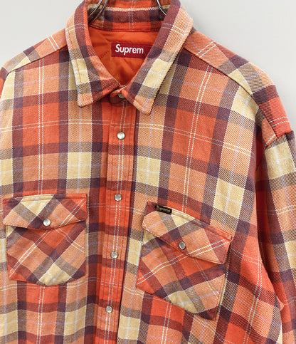 Supreme 長袖シャツ quilted flannel snap shirt オレンジ 24SS メンズ SIZE L シュプリーム