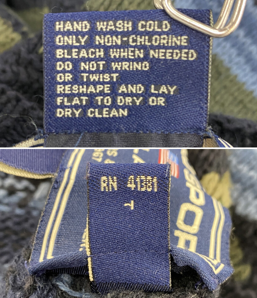 POLO SPORTS RALPH LAUREN ニット ネイティブ リネンコットン ネイビー メンズ SIZE XL ポロスポーツ