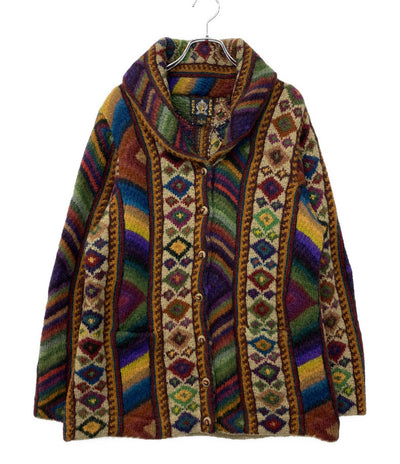 ROYAL ALPACA ロイヤルアルパカ カーディガン マルチカラー 総柄 レディース SIZE L