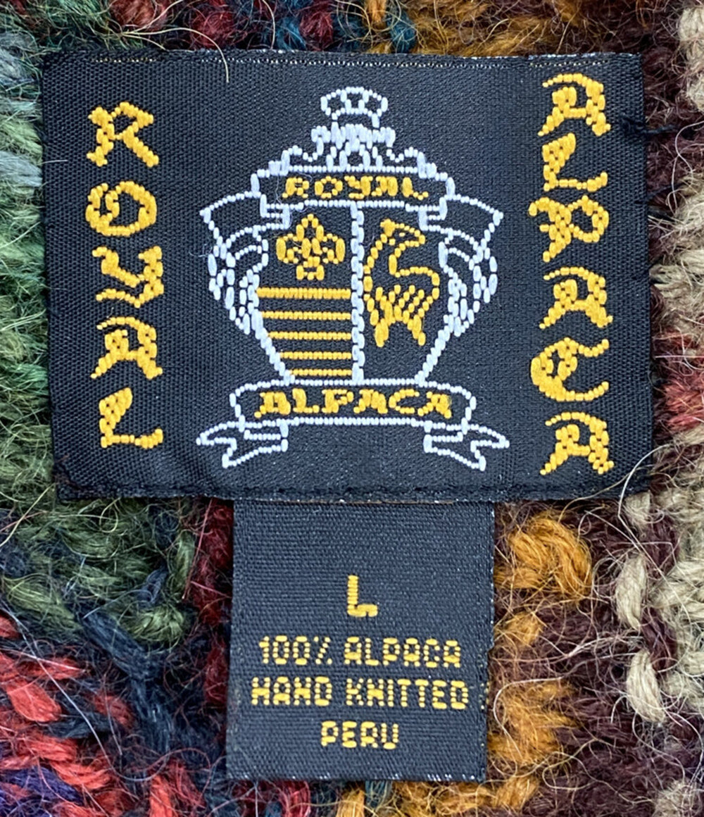 ROYAL ALPACA ロイヤルアルパカ カーディガン マルチカラー 総柄 レディース SIZE L