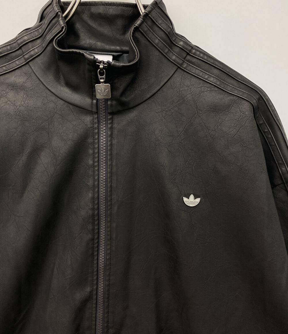 美品 adidas ジャケット jw7326 レザー風 ブラック レディース SIZE 3XL アディダス