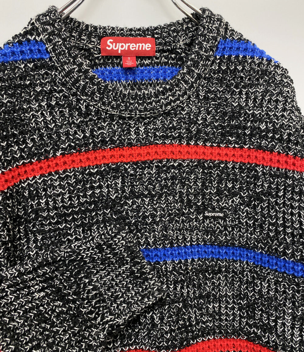 Supreme ニット supreme waffle small box sweater ボーダー レディース SIZE S シュプリーム