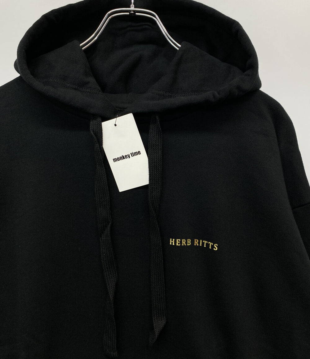 美品 MONKEY TIME パーカー HERB RITTS PHOTOPRINT HOODY BLK メンズ SIZE L モンキータイム