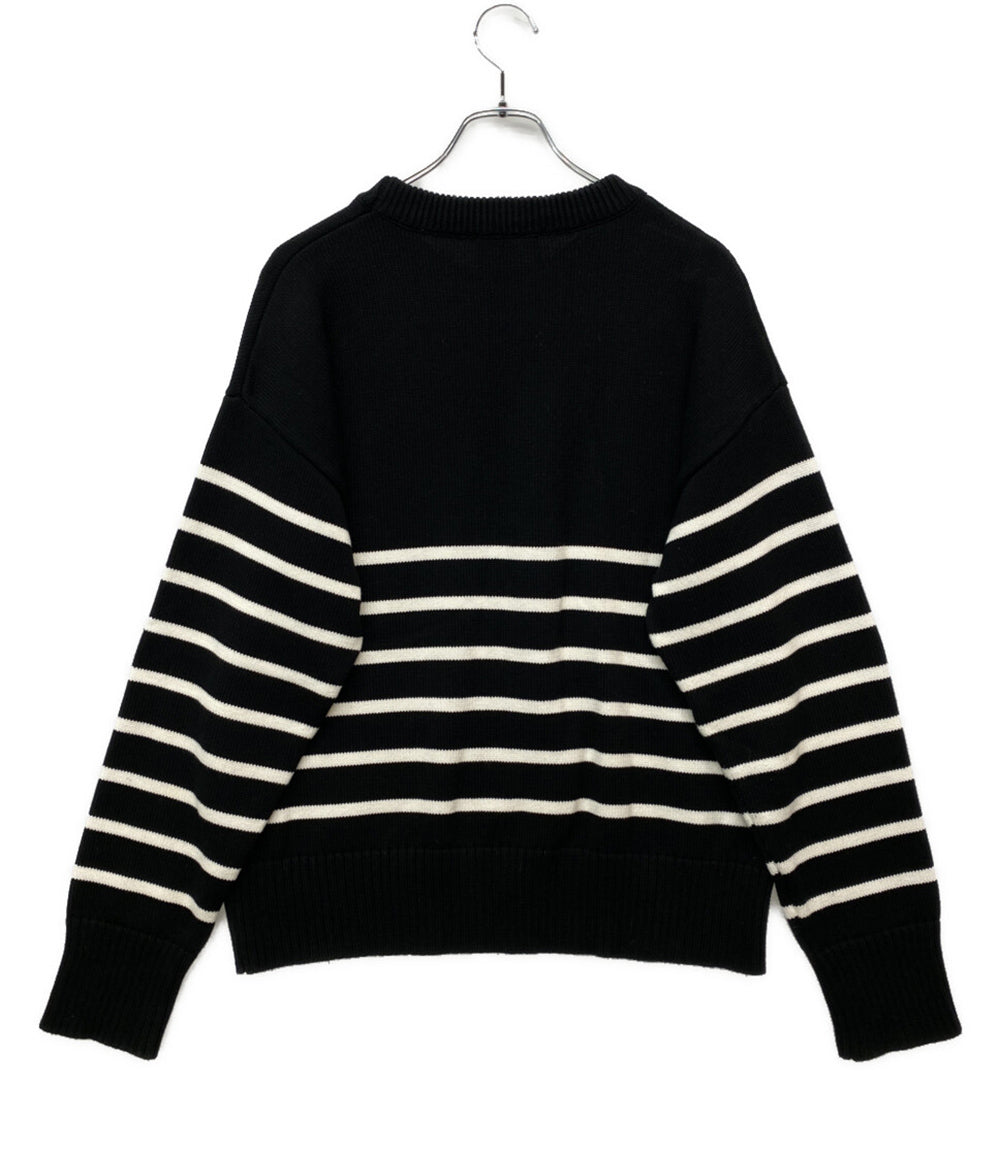 AMI Alexandre Mattiussi ニット ブラック ボーダー コットンウール メンズ SIZE M アミ