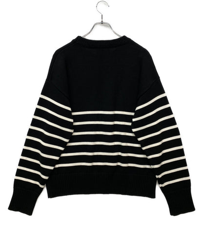 AMI Alexandre Mattiussi ニット ブラック ボーダー コットンウール メンズ SIZE M アミ