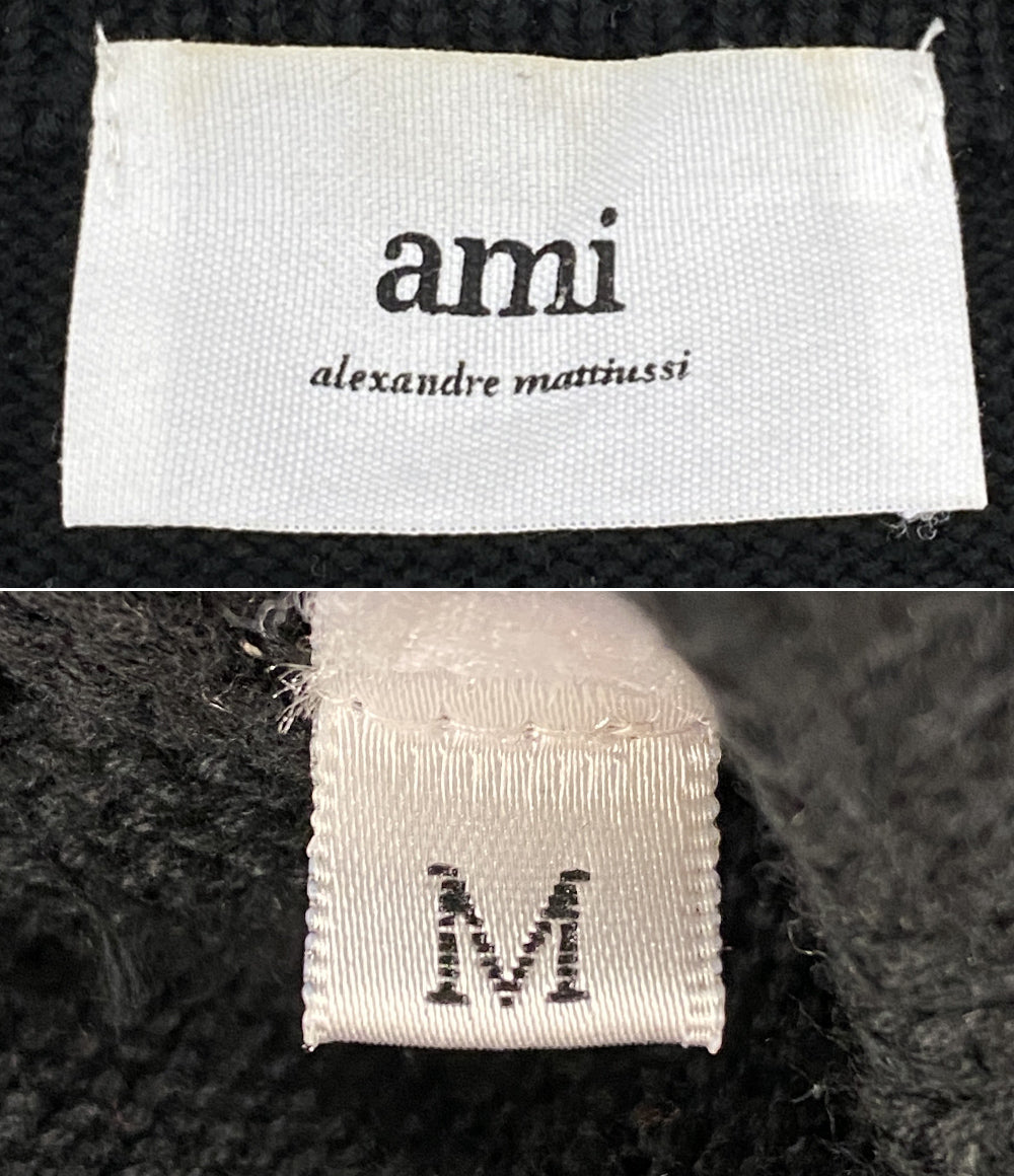 AMI Alexandre Mattiussi ニット ブラック ボーダー コットンウール メンズ SIZE M アミ