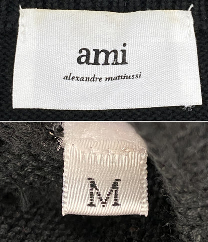 AMI Alexandre Mattiussi ニット ブラック ボーダー コットンウール メンズ SIZE M アミ