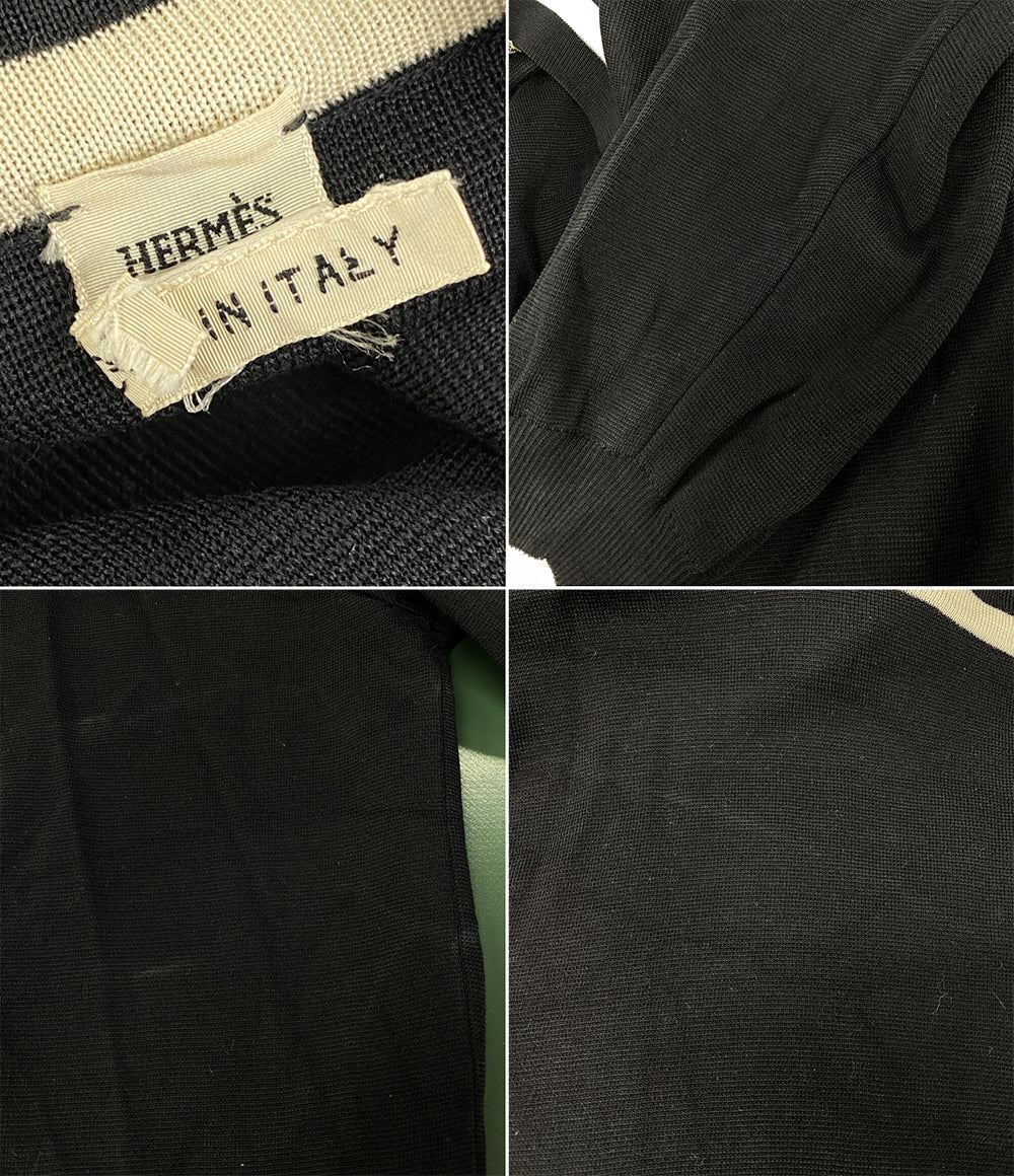 HERMES カーディガン ブラック シルク カシミヤ レディース SIZE 44 エルメス