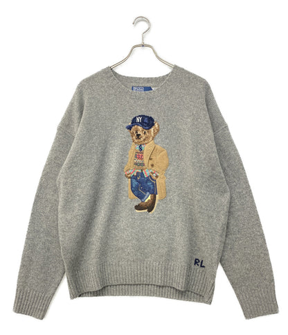 美品 POLO RALPH LAUREN 長袖ニット RELAX FIT POLO BEAR SWEATER GREY 26FW メンズ SIZE L ポロ・ラルフローレン