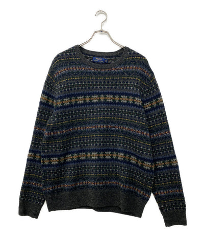 美品 POLO RALPH LAUREN 長袖ニット FAIR ISLE WOOL JUMPER NAVY メンズ SIZE L ポロ・ラルフローレン