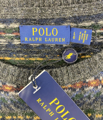 美品 POLO RALPH LAUREN 長袖ニット FAIR ISLE WOOL JUMPER NAVY メンズ SIZE L ポロ・ラルフローレン
