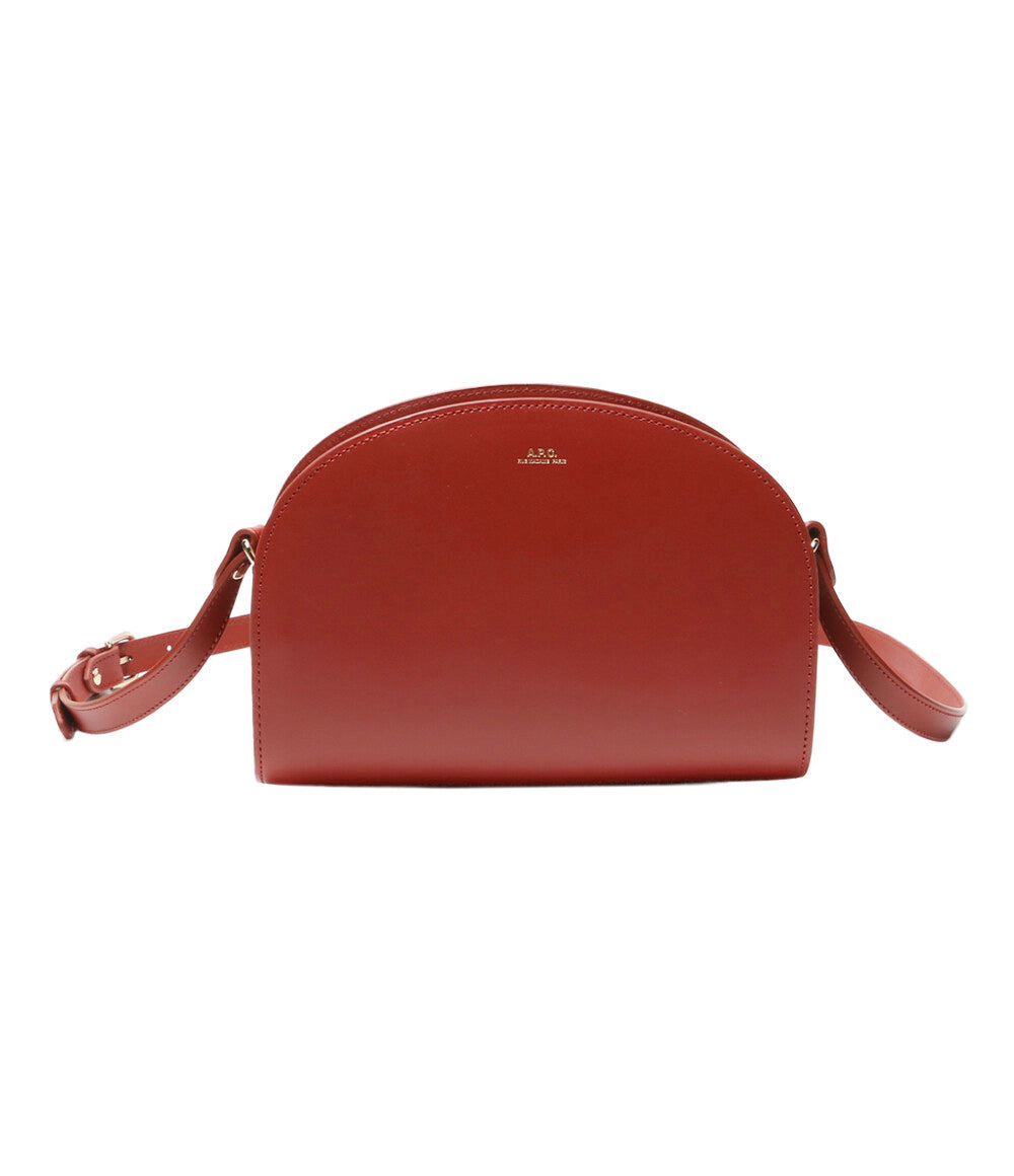 美品 A.P.C. ショルダーバッグ sac demi lune ルージュカーマイン PXAWV-F61048 GAR レディース アーペーセー