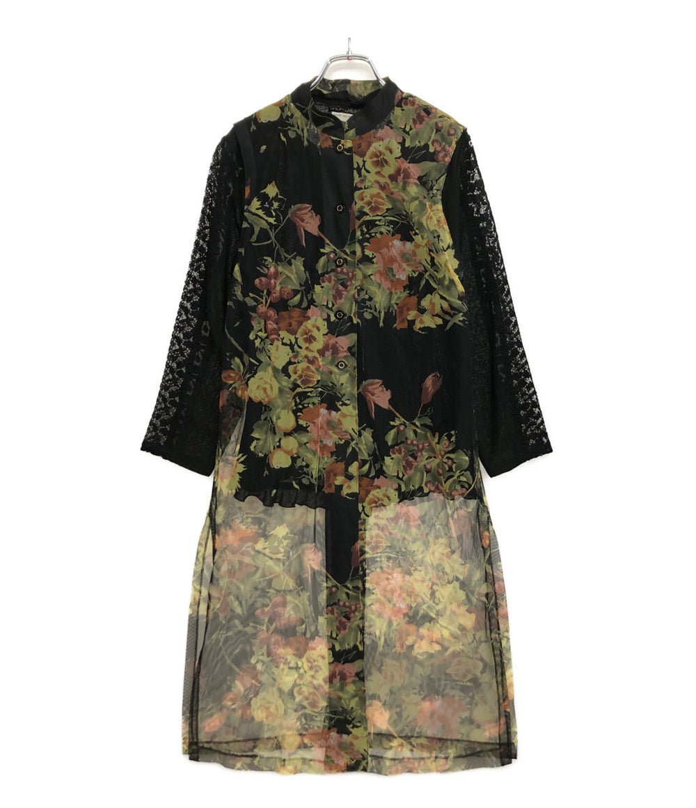 ドリスヴァンノッテン カーディガン THAW-CA-1084 ブラック フラワー シフォン レディース SIZE XS DRIES VAN NOTEN