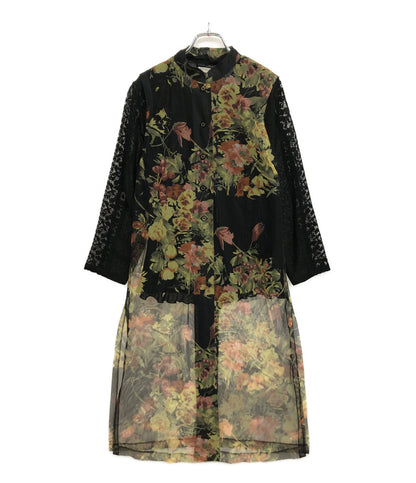 ドリスヴァンノッテン カーディガン THAW-CA-1084 ブラック フラワー シフォン レディース SIZE XS DRIES VAN NOTEN