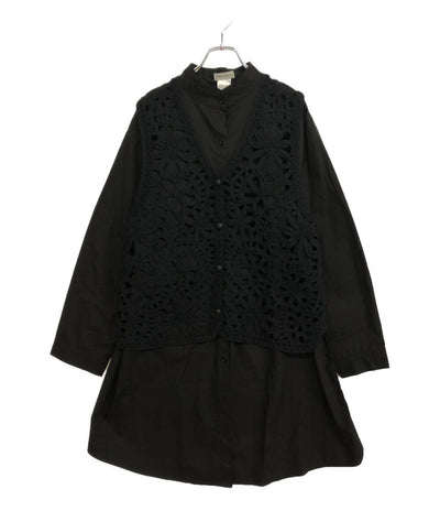 ドリスヴァンノッテン 長袖シャツ ライカ期 90s ドッキング ブラック レディース SIZE - DRIES VAN NOTEN