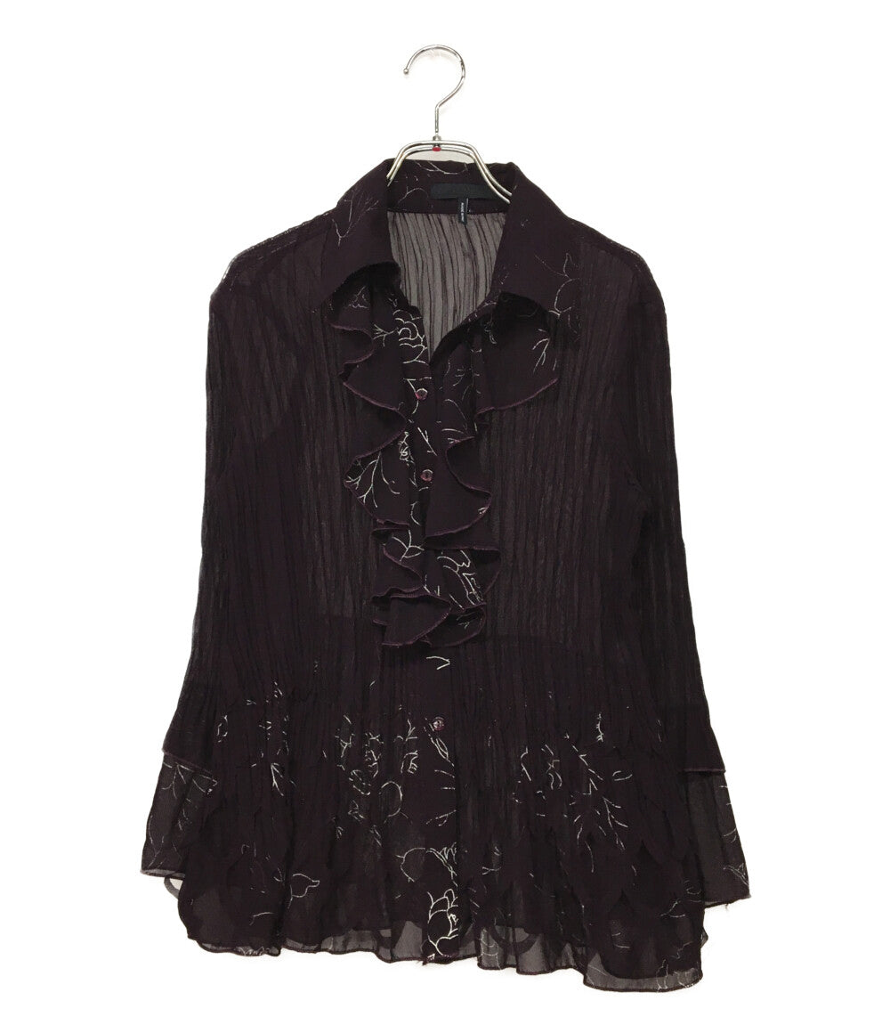 ジルサンダー ブラウス フリル レーヨン シルク ボルドー レディース SIZE - Jil sander